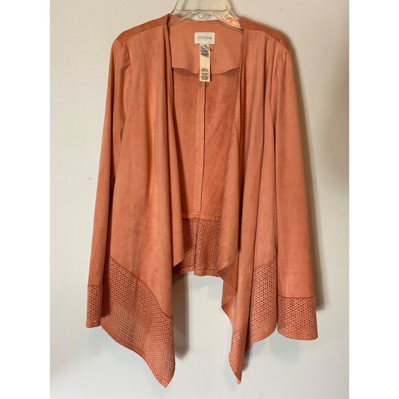 Chicos Peach Asymmetrical Hem Open Cardigan Jacket Chicos Size 1 Small - Picture 3 of 12